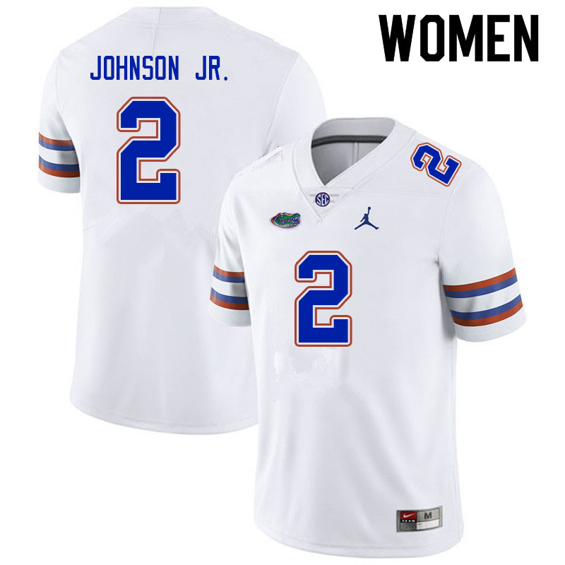 Women #2 Montrell Johnson Jr. Florida Gators College Football Jerseys Sale-White - Click Image to Close